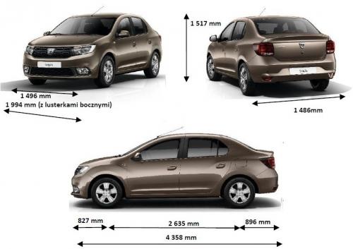Szkic techniczny Dacia Logan II Sedan Facelifting