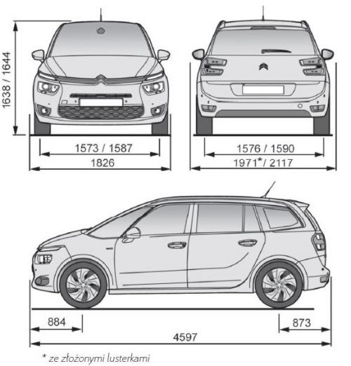Szkic techniczny Citroen Grand C4 Picasso II Grand Picasso Facelifting
