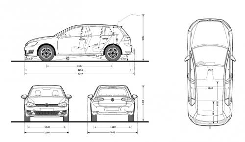Szkic techniczny Volkswagen Golf VII Hatchback 3d Facelifting