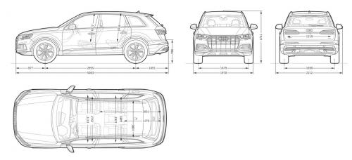 Szkic techniczny Audi Q7 II (4M) SQ7 Facelifting