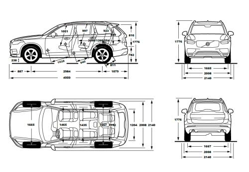 Szkic techniczny Volvo XC90 II SUV Facelifting