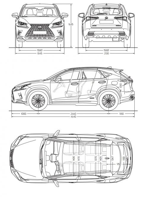 Szkic techniczny Lexus NX I SUV Facelifting