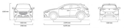 Szkic techniczny Mazda CX-3 Crossover Facelifting