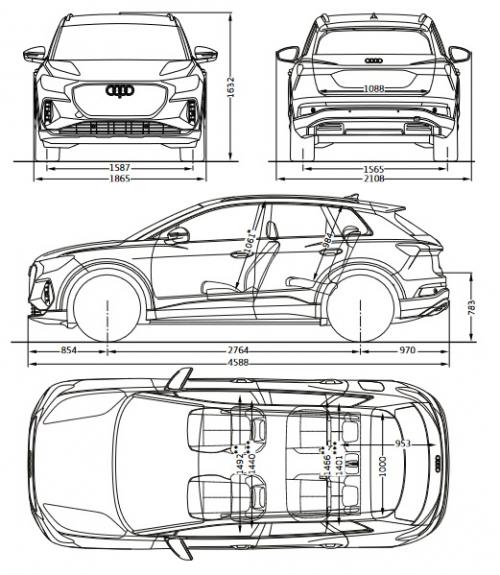 Szkic techniczny Audi Q4 e-tron