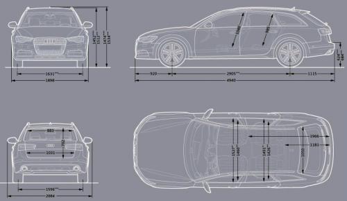 Szkic techniczny Audi A6 C7 Allroad quattro
