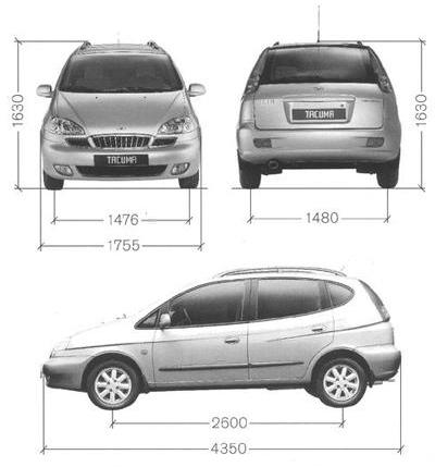 Szkic techniczny Daewoo Tacuma