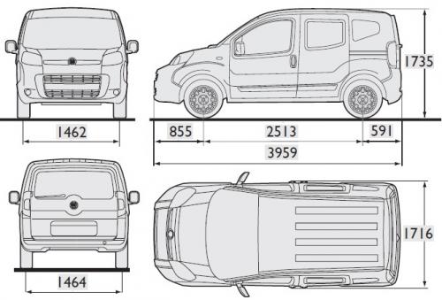 Szkic techniczny Fiat Qubo Fiorino Qubo
