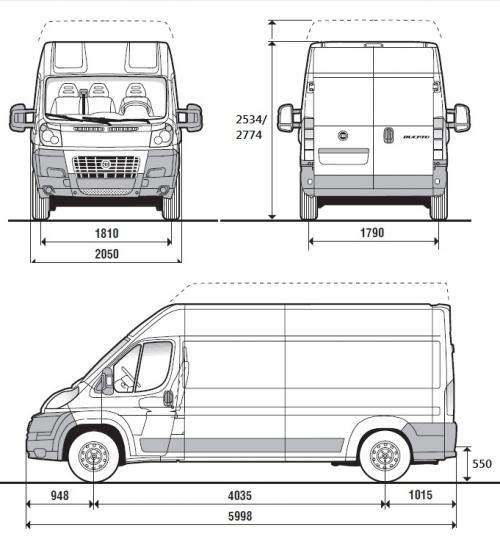 Szkic techniczny Fiat Ducato III Furgon długi