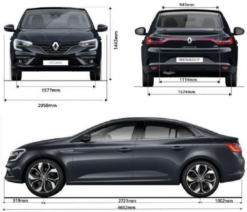 Szkic techniczny Renault Megane IV Grandcoupe