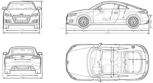 Szkic techniczny Audi TT 8S Coupe