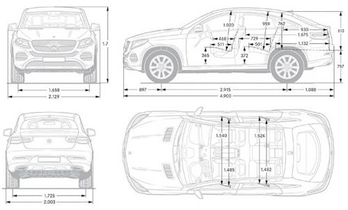 Szkic techniczny Mercedes GLE W166/C292 Coupe