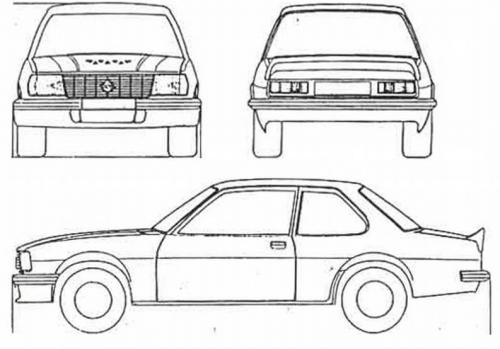 Szkic techniczny Opel Ascona B Coupe