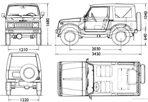 Szkic techniczny Suzuki Samurai