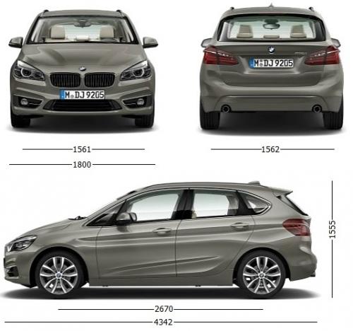 Szkic techniczny BMW Seria 2 F22-F23-F45-F46 Active Tourer
