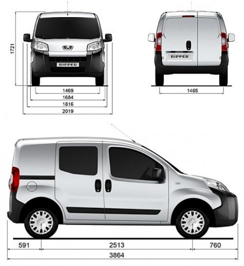 Szkic techniczny Peugeot Bipper Furgon