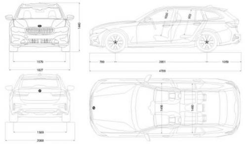 Szkic techniczny BMW Seria 3 G20-G21 Touring