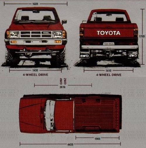 Szkic techniczny Toyota Hilux IV