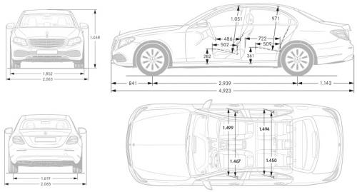 Szkic techniczny Mercedes Klasa E W213 Limuzyna