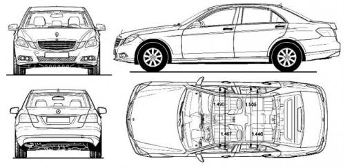Szkic techniczny Mercedes Klasa E W212 Limuzyna