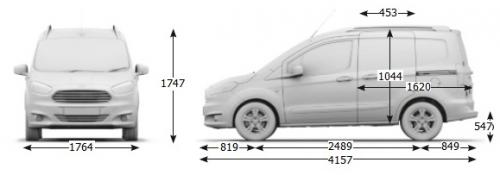 Szkic techniczny Ford Tourneo Courier I Mikrovan