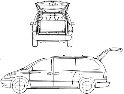 Szkic techniczny Chrysler Voyager III Minivan