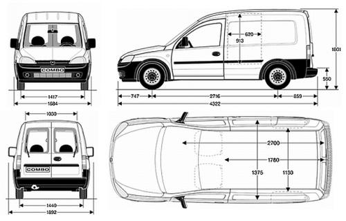 Szkic techniczny Opel Combo C Van