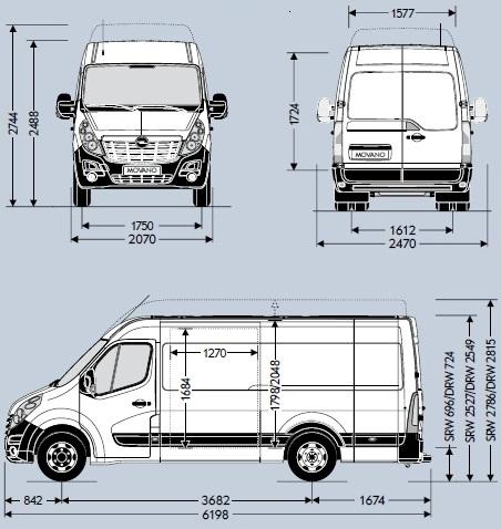 Szkic techniczny Opel Movano III Furgon L3H2 RWD SRW-DRW