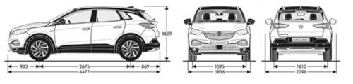Szkic techniczny Opel Grandland/Grandland X SUV