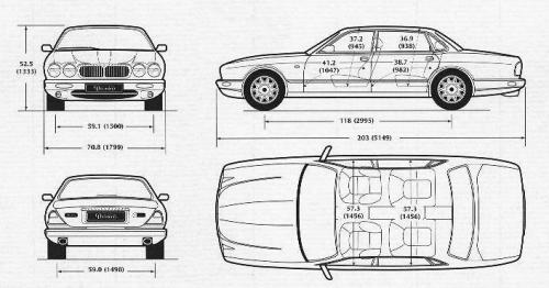 Szkic techniczny Jaguar XJ VI X308
