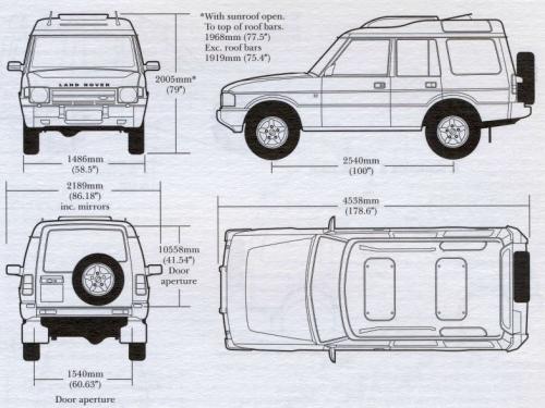 Szkic techniczny Land Rover Discovery I