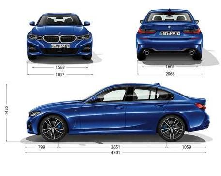 Szkic techniczny BMW Seria 3 G20-G21 Limuzyna M