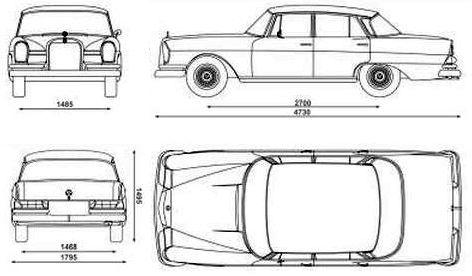 Szkic techniczny Mercedes W111 Limuzyna