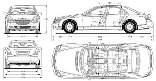 Szkic techniczny Maybach 57 Limuzyna