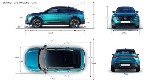 Szkic techniczny Peugeot 3008 III SUV Hybrid
