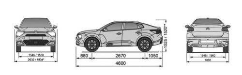 Szkic techniczny Citroen C4 X Crossover Elektryczny
