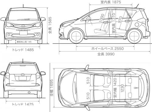 Szkic techniczny Subaru Trezia