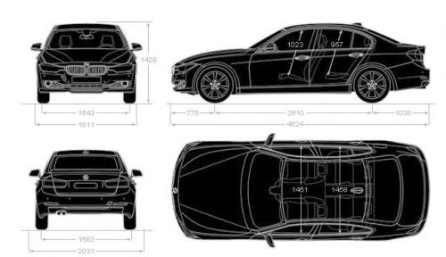Szkic techniczny BMW Seria 3 F30-F31-F34 Limuzyna